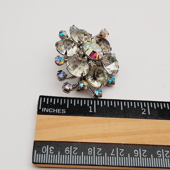 Vintage 1950s Judy Lee Style Rhinestone Silver Tone Brooch - Picture 7 of 8